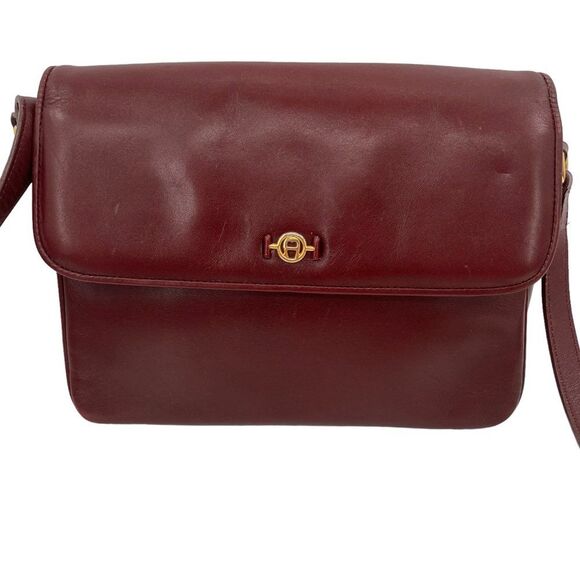 Vintage Etienne Aigner Gorgeous Deep Red Leather Shoulder Messenger Style Bag - Picture 3 of 16